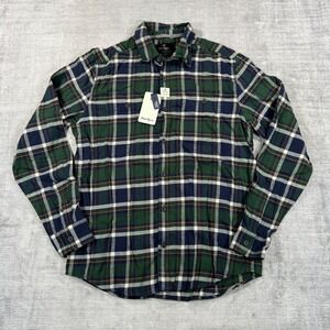 Wind River Shirt Mens Medium Green Plaid Flannel Stretch Button Down NWT